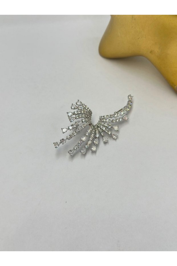 Drop Detail Full Zircon Stone Cartilage Earrings (Steel)