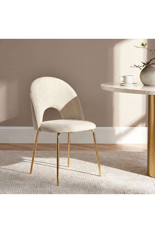 THASTRO DINING CHAIR - BROWN & GOLD