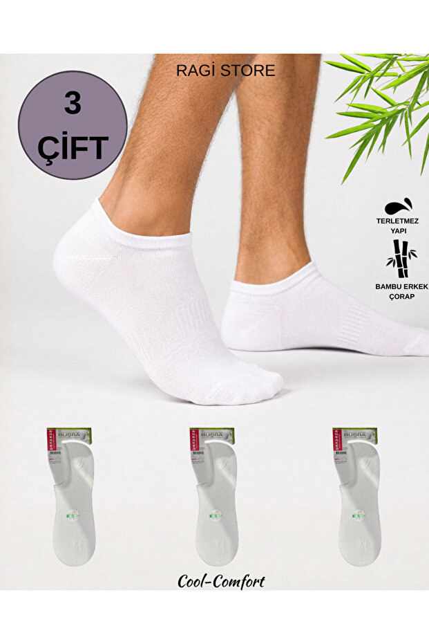 3-Piece Bamboo Toe Seamless Washable Men's Sneaker Socks