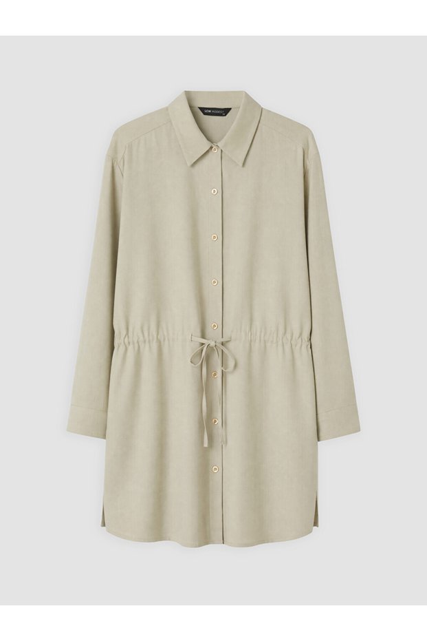 Lcw Modest Khaki Lace-Up Women's Shirt Tunic