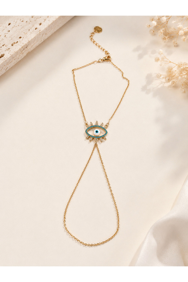 Steel Shahmeran with Evil Eye Beads and Eye Figure