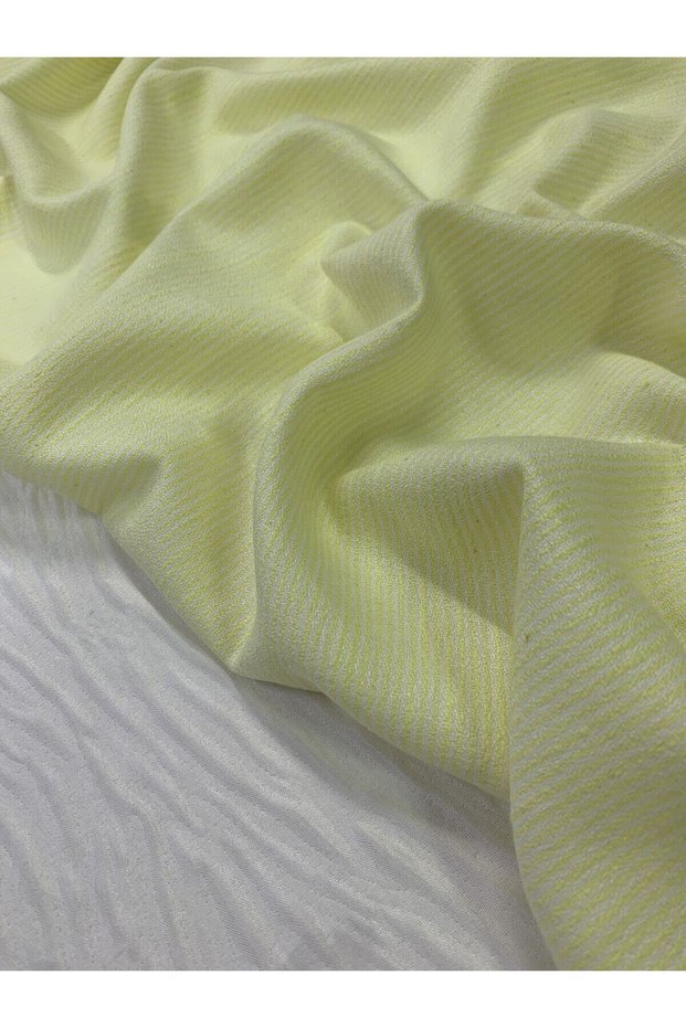 Striped Linen Fabric - White with Yellow Stripes