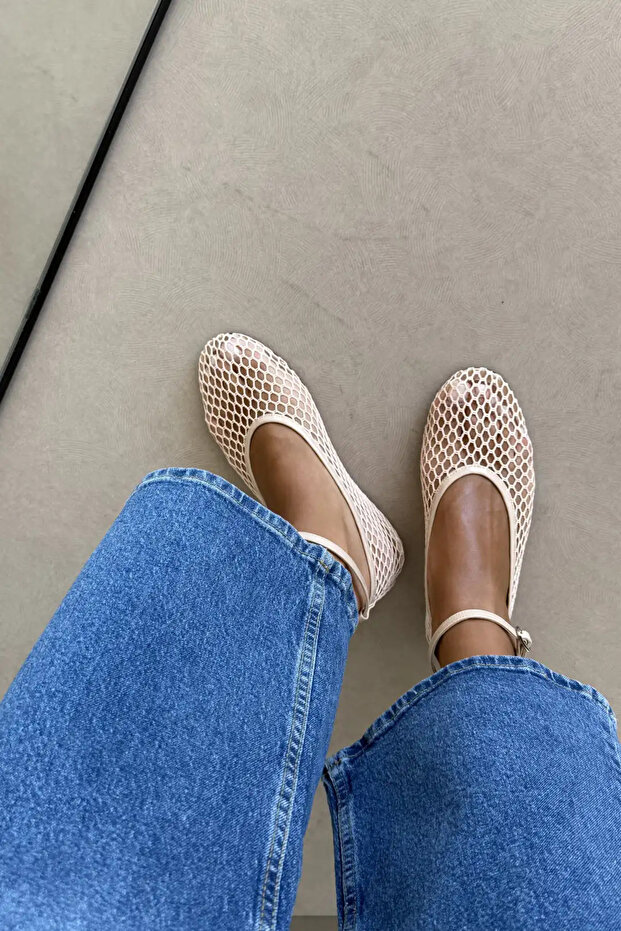 Lulu 3cm Hidden Heel Mesh Ballerinas