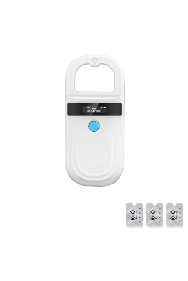 Animal RFID Chip Scanner, Microchip Reader, White, 3 RFID Protections