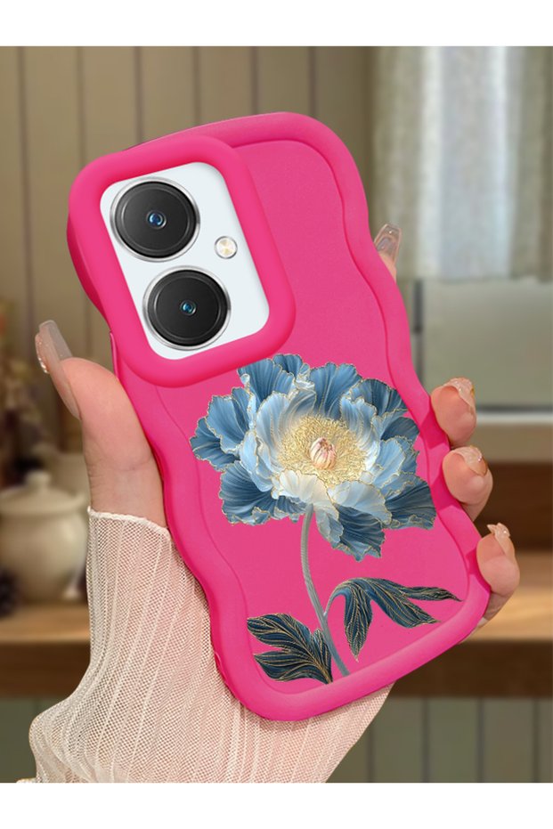 Vivo Y27 Compatible Case Camera Protector Red Silicone Couple Phone Case Flower Pattern