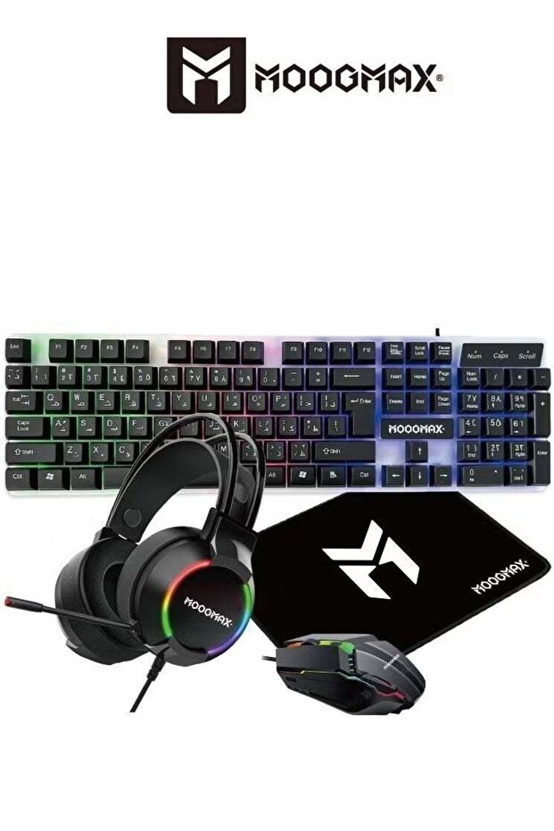 4-in-1 Gaming Kit with Illuminated Keyboard, Adjustable DPI Mouse, Headset & Mouse Pad