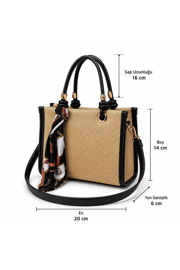 Nico Shawl Detail Straw Model Handbag and Crossbody Bag