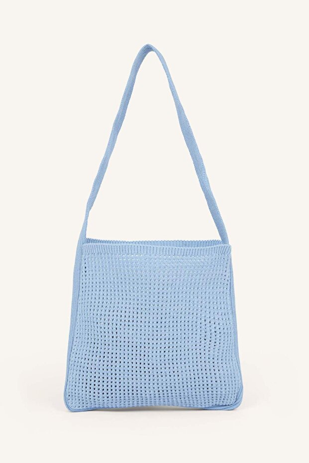 Women's Light Blue Knitwear Shoulder Bag I4981Axns