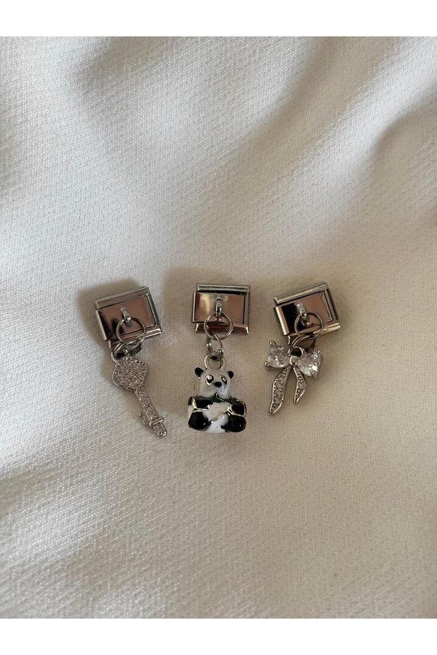 New Season Key Panda Ribbon Steel Italian Charm