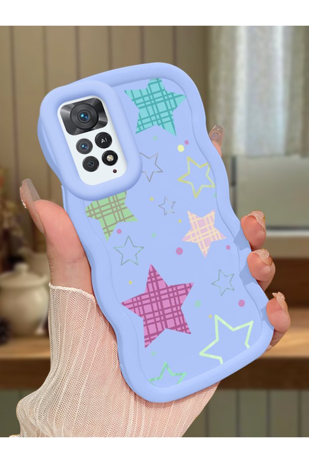 Redmi Note 11 Pro 5g Compatible Case Camera Protector Blue Silicone Couple Phone Case Star Pattern