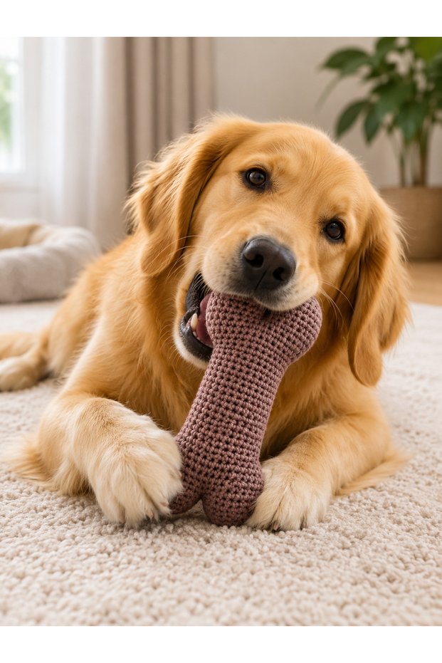 Knitted Bone Dog Toy