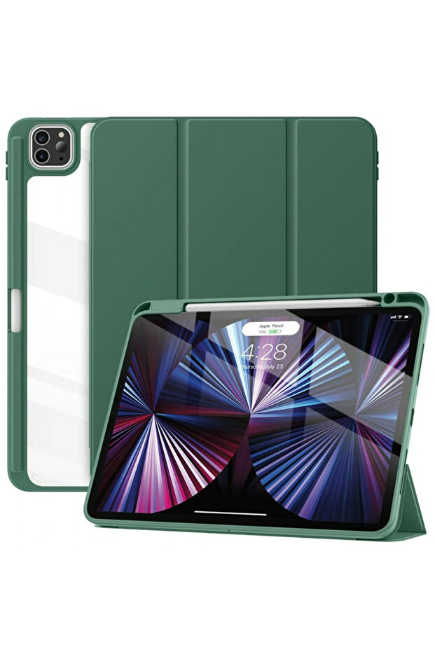 iPad Pro 11-Inch (2024) Case Ultra Protective Smart Cover with Pencil Holder, Multi-Angle Foldable Stand, Auto Wake/Sleep, Green | PSPRO-11CASE