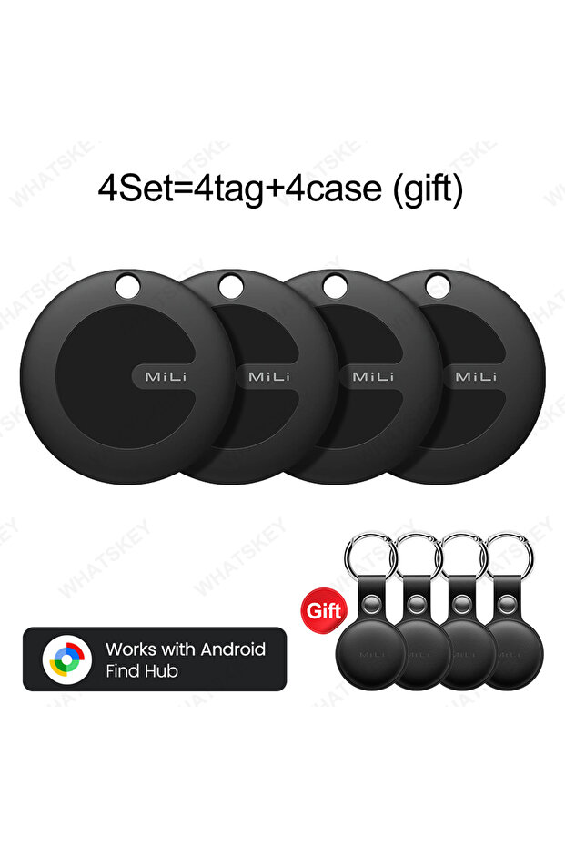 Black-4set 1-4Pcs MiLi Mitag Go GPS Tracker Android Finder Compatible with Google Find Hub (Android