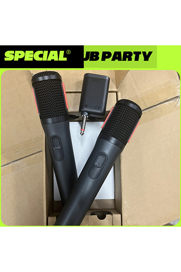 black Wireless Microphone Two Channel KTV Stage Live Studio Handheld Mic PartyBox Microphone