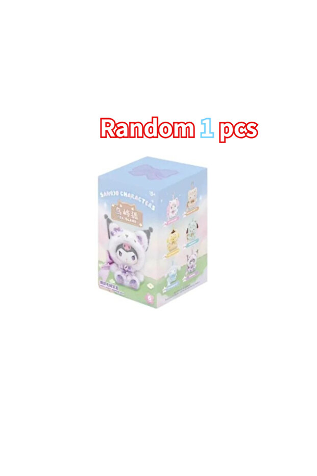 Random 1 pcs Sanrio Family Fox Island & Blue Flutter Series Vinyl Plush Blind Box Cute Cartoon Hello