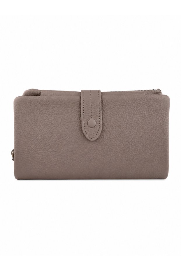 Women's Genuine Leather Zippered Multi-Compartment Long Wallet
