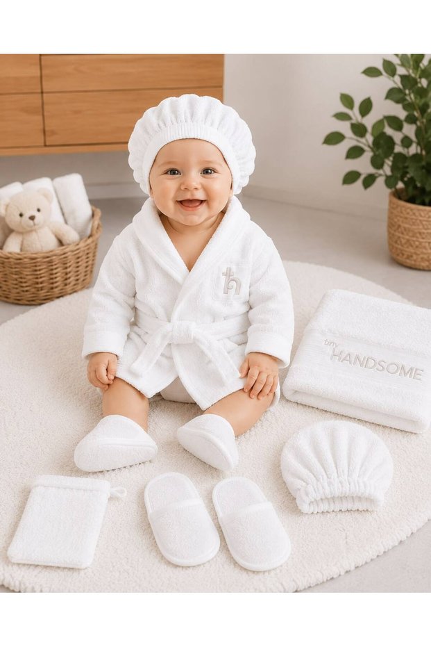 5 Piece Newborn Baby Bathrobe Set 100% Cotton Birth Gift