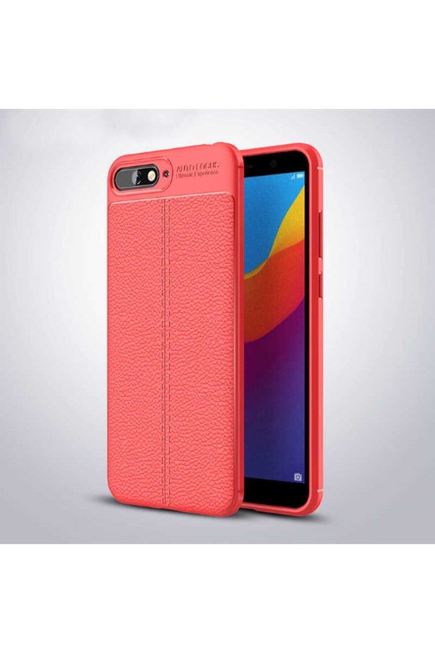 Ultra Protection Leather Look Silicone Surface Case Niss Cover Compatible for Huawei Y6 2018