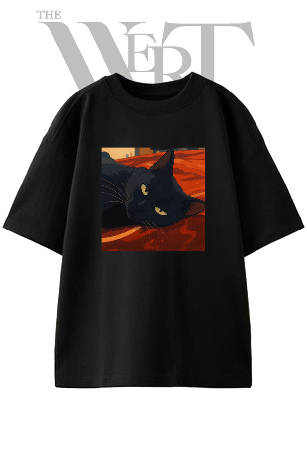 Jiji Kiki Delivery Design Printed Unisex Black Oversize T-Shirt