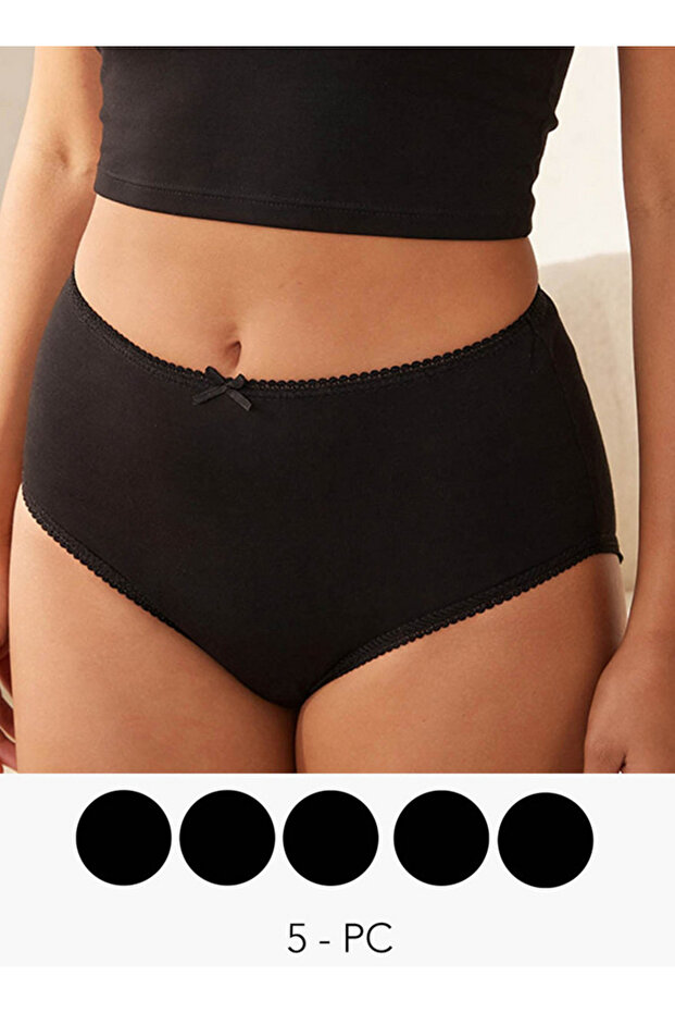 Set of 5 - Intimates Full Briefs High Waist with Bow Accent