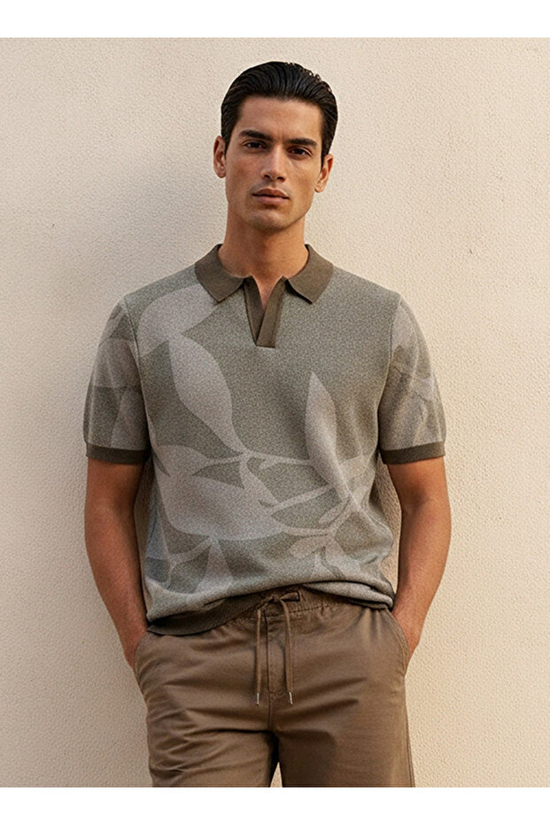 Short Sleeves Jacquard Polo T-shirt