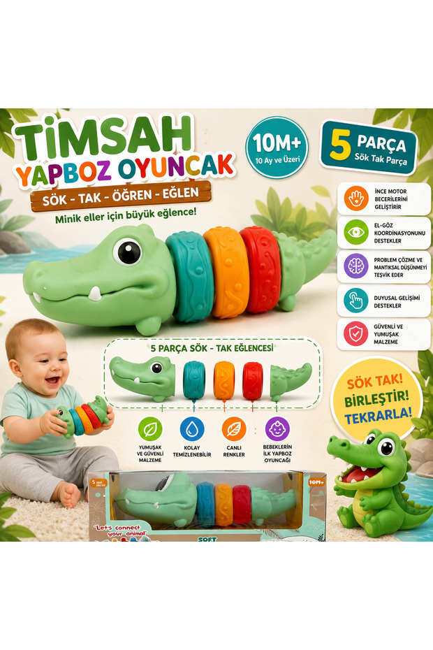 Crocodile Puzzle Toy Take Apart Crocodile Building Toy 5-Piece Educational Sensory Toy