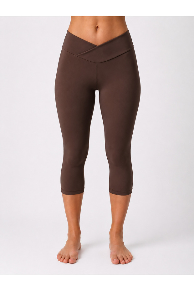 3 Pieces Women's Belted High Waist Diving Fabric Capri Tights