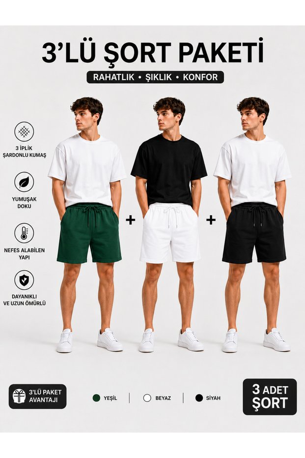 Unisex Men's Relaxed Fit 3-Pack Advantage Summer Short Casual Shorts - Premium Quality Comfortable Non-Sweat-Inducing Loose Fit Shorts