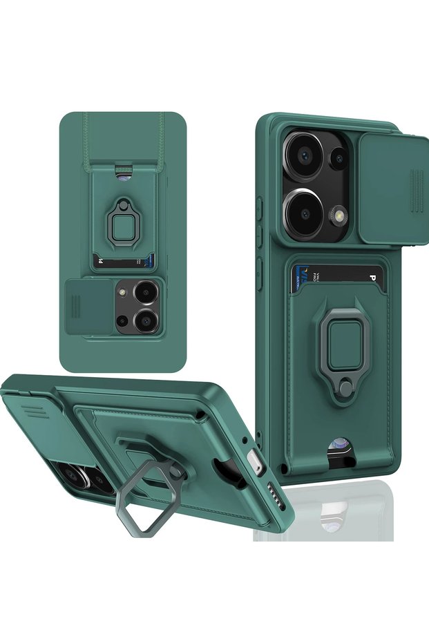 Aconcept Redmi Note 13 Pro 4g Case Zuma Silicone with Business Card Holder and Ring (114444) - Green