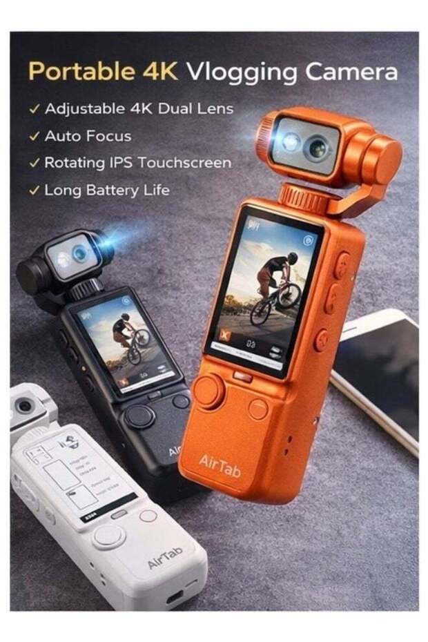 High-Performance 4K Action Camera with Battery Life of 3000mAh – AirTab Pocket 4