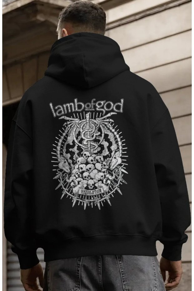 Lamb of God Rock Metal Music Band Back Printed Unisex Oversize Premium Hoodie