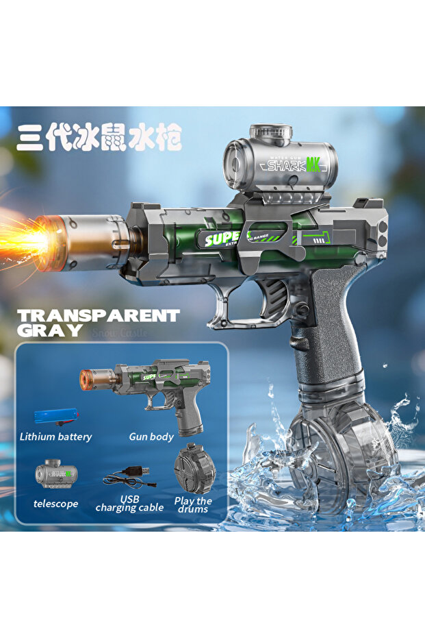 green Electric Water Automatic Continuous Firing Outdoor Toy Long Range Shooting Water wit...