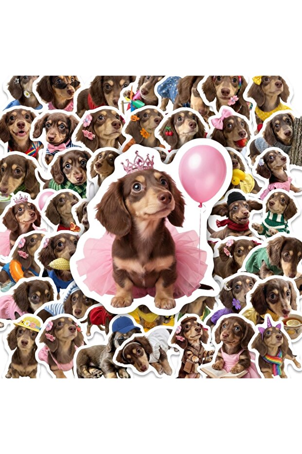 50pcs x2 50 Pcs HD Cute Dachshund Stickers Funny Dog Shape Waterproof Decorate File Folder Phone Ska