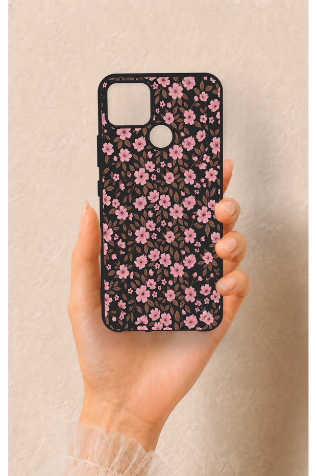 Realme C25 Compatible Mini Pink Flower Pattern Silicone Case