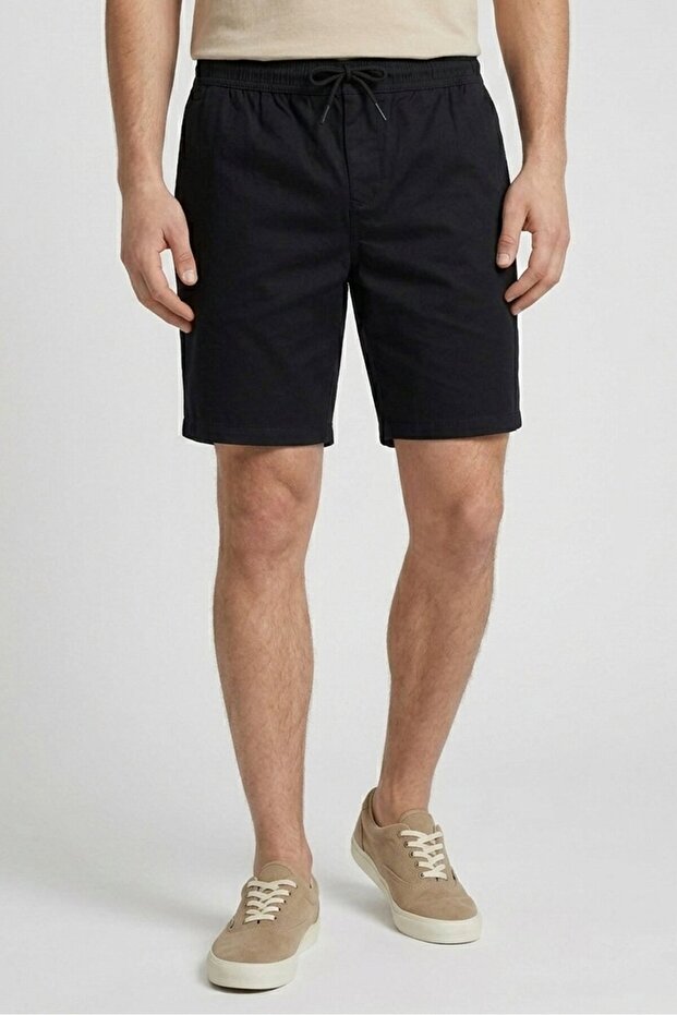 Men Solid Chino Shorts, Dark Navy