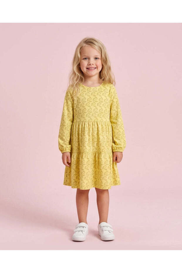 Girls Yellow Textured Dress