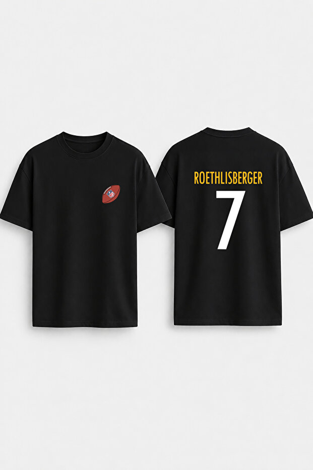 Ben Roethlisberg Nfl Printed Cotton Black T-Shirt T-Shirt