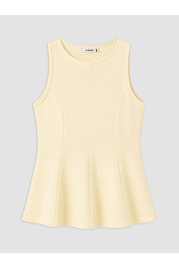 Nevavm Oval Collar Peplum Blouse with a Difference