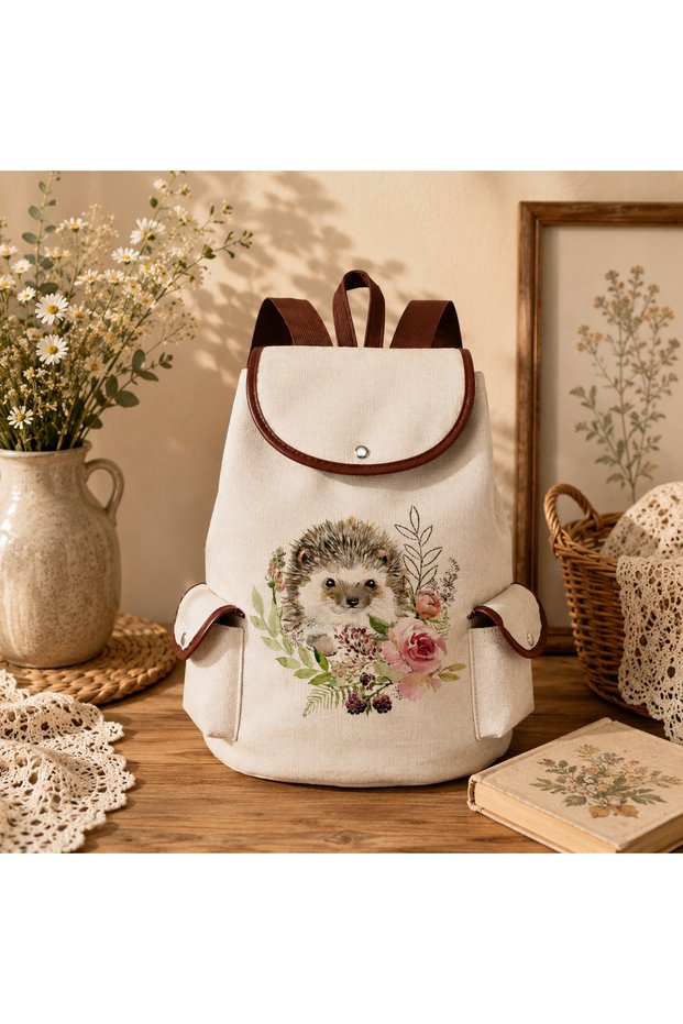 Women Men Teen Girls Canvas Large Capacity Backpack Vintage Floral Butterfly Bee Pattern Daily School Bag Unisex Zipperless Cloth Backpack Laptop Travel College Work Stylish Design