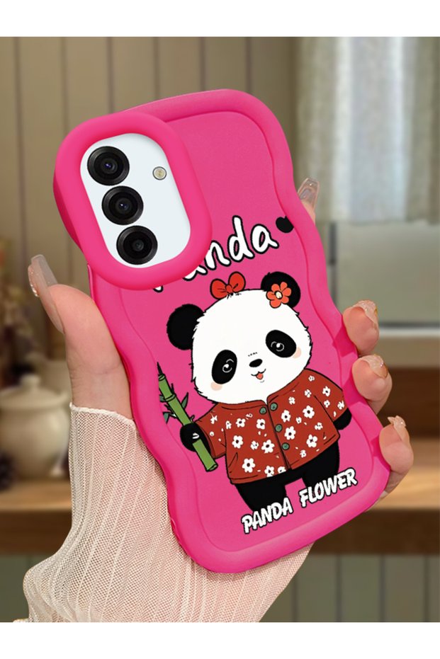 Samsung Galaxy A17 Compatible Case Camera Protector Red Silicone Couple Phone Case Panda Pattern