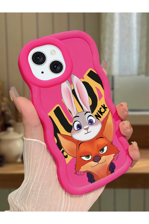 iPhone 13 Compatible Case Camera Protector Red Silicone Couple Phone Case Rabbit Pattern