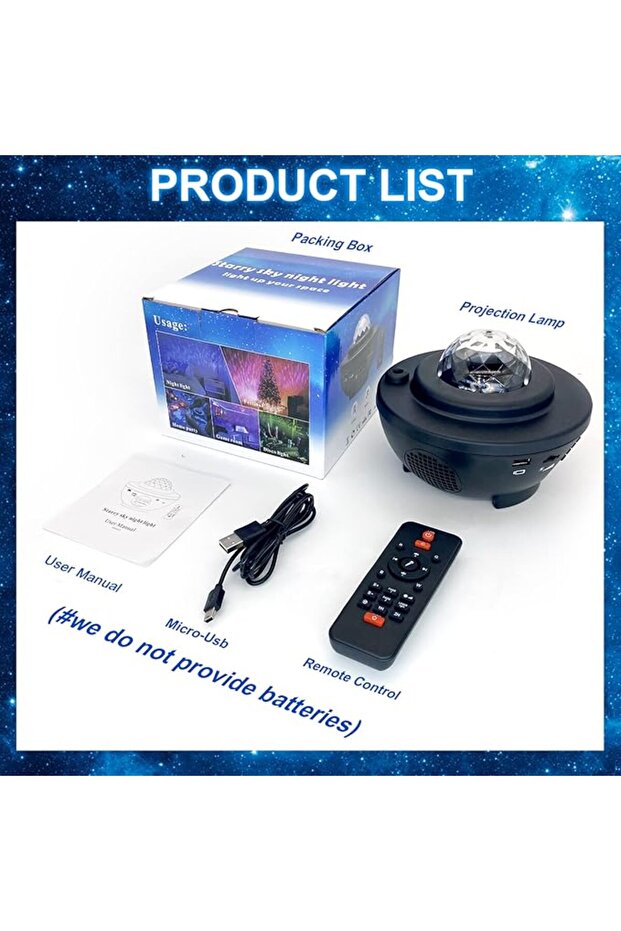 جهاز عرض النجوم SKY-TOUCH جالاكسي ستار 3 في 1، مصباح ليلي بـ10 ألوان مع بلوتوث ومؤقت وجهاز تحكم عن بعد