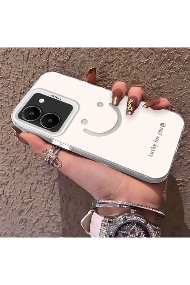 Vivo Y27 5G/Y27S Compatible Plain Written Smiley Face Case, Ins Style Relaxing Stylish Finish