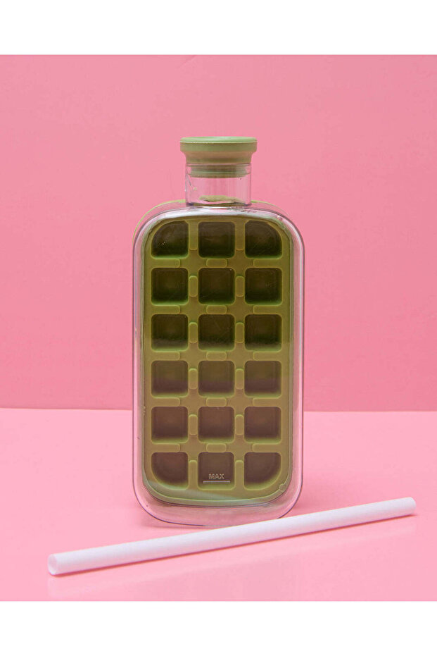 Green Ice Cube Water Cup With Straw
