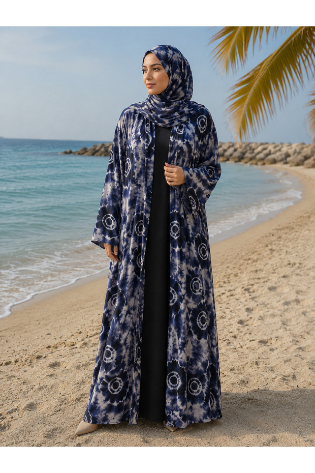 Printed double layer chiffon Abaya&Hijab