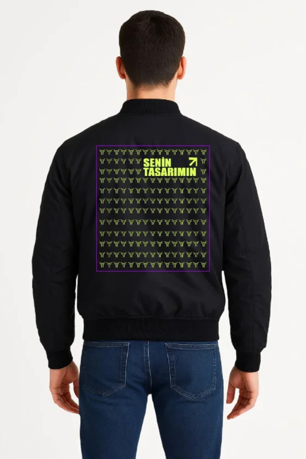 Front Back Bomber Jacket - Black