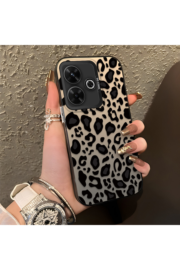 Poco M6 4g Compatible High Quality Black Leopard Phone Case, Shockproof Protective Cover