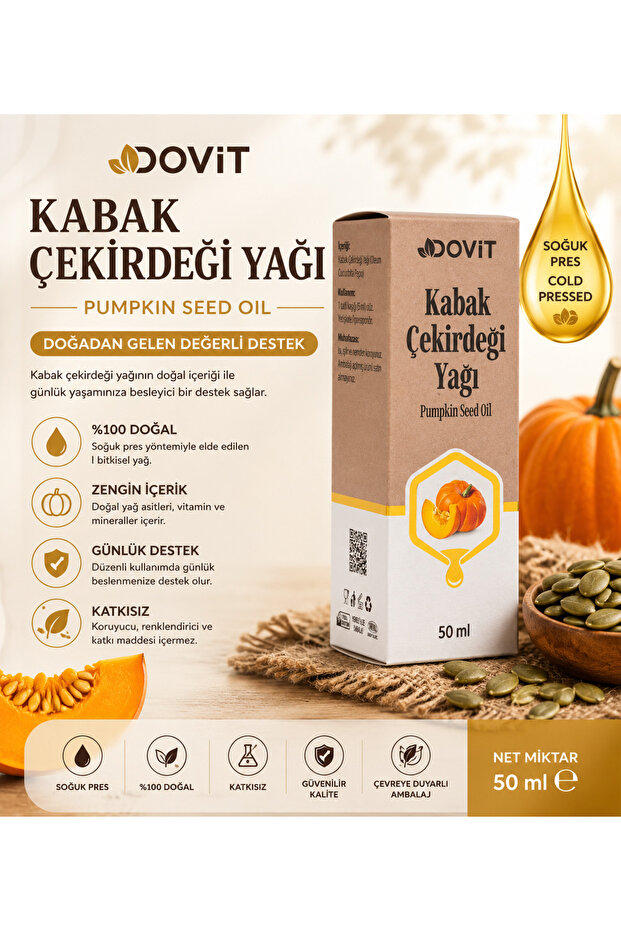 Cold Pressed Pumpkin Seed Oil 50 ml | 100% Natural Herbal Oil | Additive-Free | Suitable for Daily Use