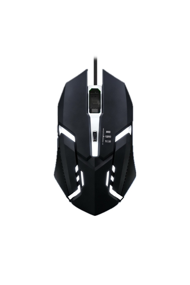 ماوس ألعاب سلكي أسود بمنفذ USB، ماوس مريح مضيء بتقنية LED، ماوس ألعاب سلكي بمنفذ USB بأربعة أزرار لسطح المكتب