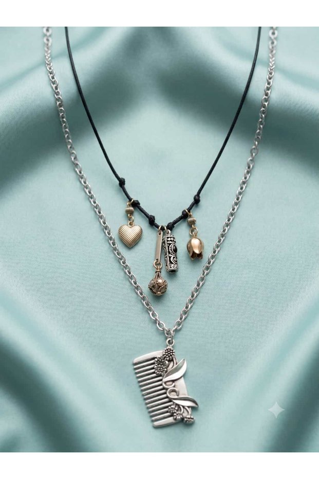 Nostalgia Comb Figured Double Necklace